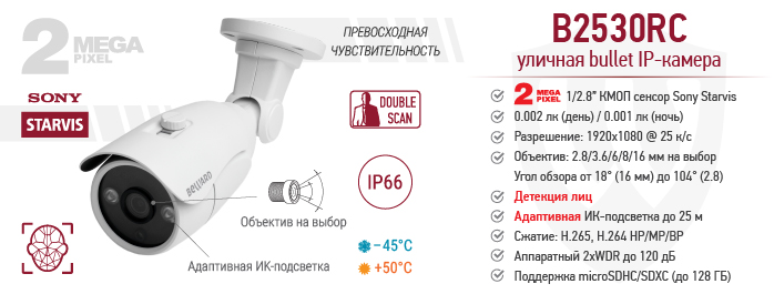 Рекомендуем! Уличная 2 Мп IP-камера BEWARD B2530RC с ИК-подсветкой