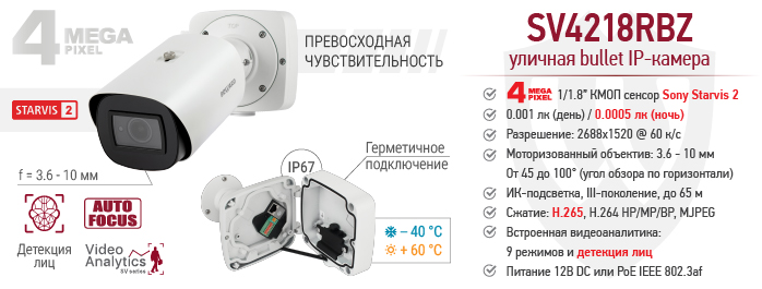Новинка! 4 Мп IP-камера SV4218RBZ Beward с моторизованным объективом