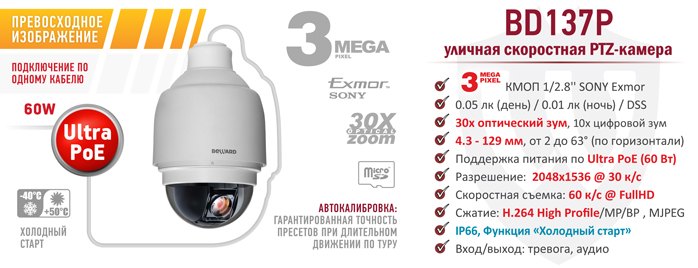 Рекомендуем! 3 Мп PTZ-камера BD137P с поддержкой Ultra Poe