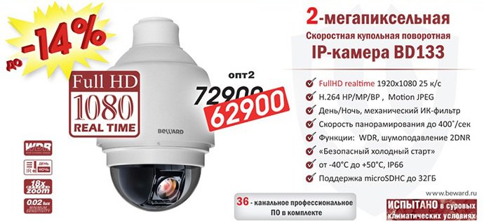 Снижение цены на 2Мп PTZ IP-камеру BD133