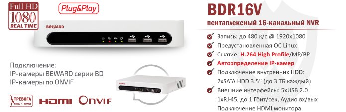 Новинка! Пентаплексный 16-канальный NVR BDR16V