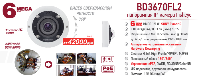 Новинка! 6 Мп Fisheye IP-камера BD3670FL2