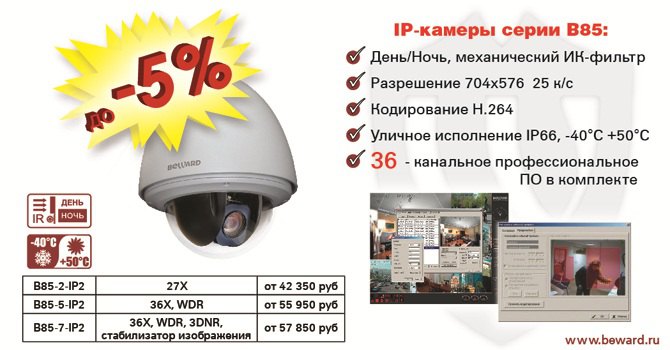 Снижение цен на купольные скоростные IP-камеры B85!