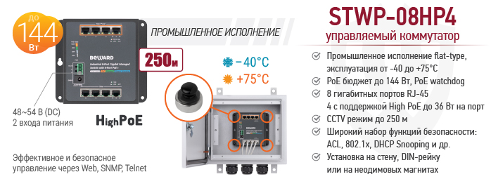 Рекомендуем! Управляемый коммутатор STWP-08HP4