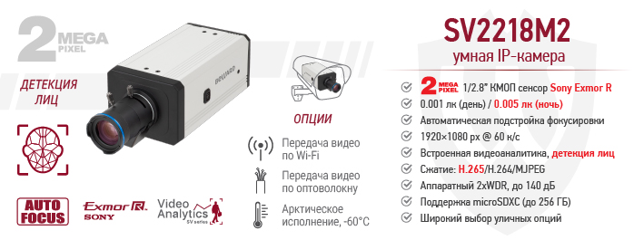 Рекомендуем! Умная IP-камера SV2218M2 с автофокусом и широким выбором опций