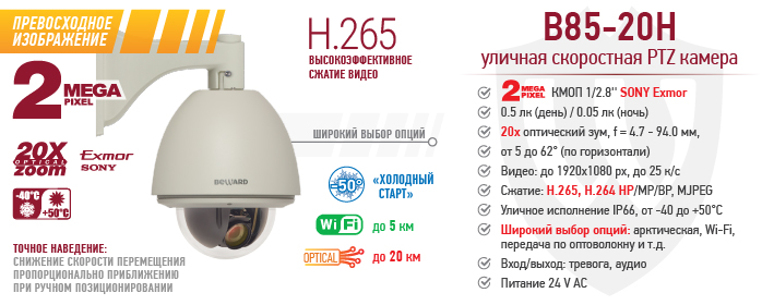 Новинка! Уличная купольная камера B85-20H