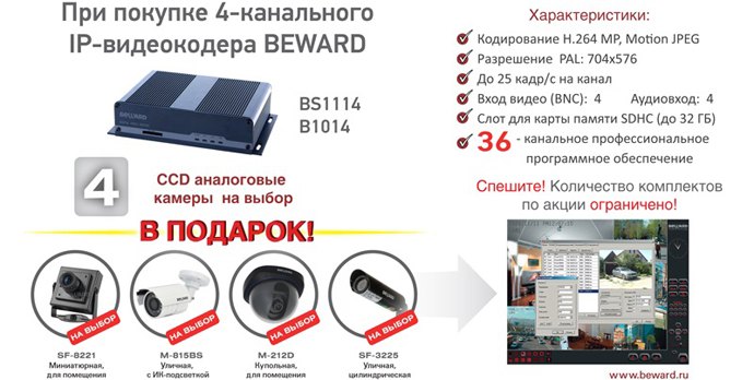 АКЦИЯ! 4 CCD камеры на выбор, в подарок