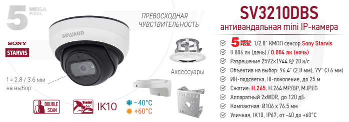 Рекомендуем! 5 Мп уличная антивандальная IP-камера SV3210DBS со встроенной видеоаналитикой
