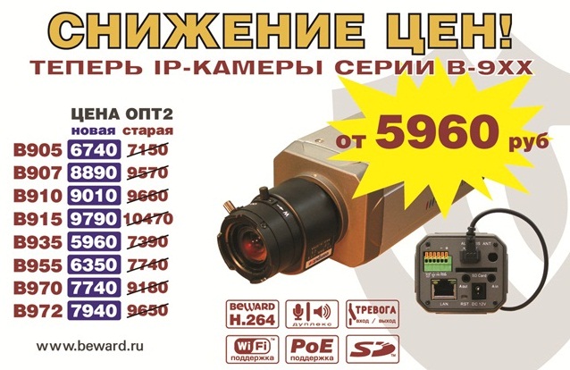 СНИЖЕНИЕ ЦЕН! на IP-камеры серии B9xx