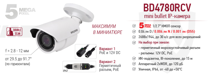 Новинка! 5 Мп mini bullet IP-камера BEWARD BD4780RCV
