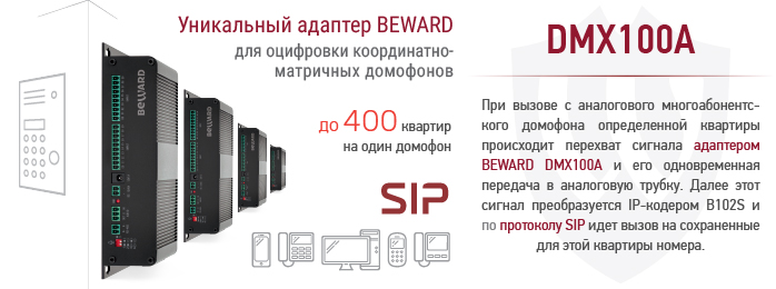 Адаптер DMX100A для оцифровки координатно-матричных домофонов