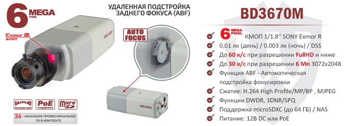 Новинка! 6Мп IP-камера BD3670M c функцией ABF