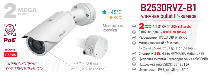 Новинка! Уличная профессиональная IP-камера B2530RVZ-B1 с моторизованным объективом