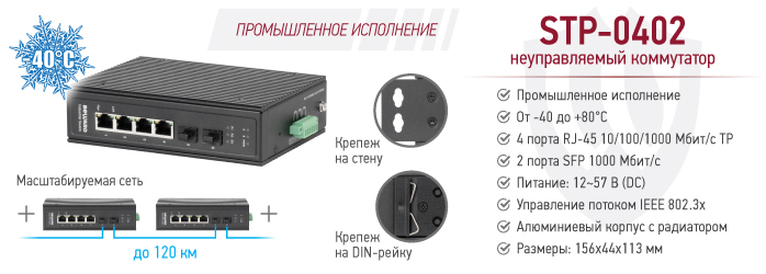 Новинка! Неуправляемый коммутатор BEWARD STP-0402