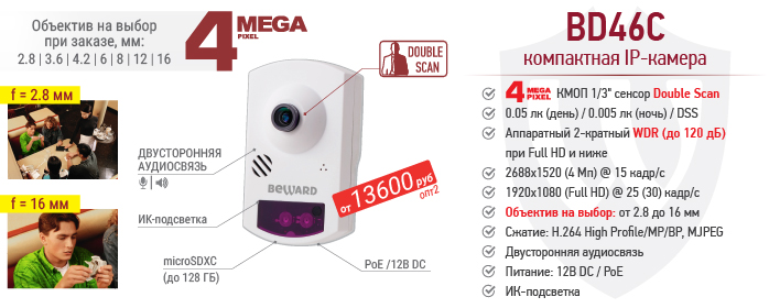 Рекомендуем! 4 Мп компактная IP-камера BD46C