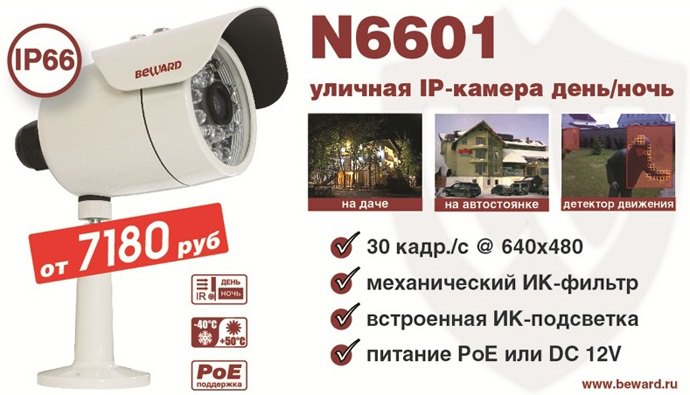 НОВИНКА ! N6601 - уличная IP-камера день/ночь