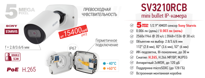 5 Мп mini bullet SV3210RCB с монтажной коробкой