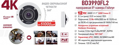 Новинка! 12 Мп (4К) Fisheye IP-камера BD3990FL2