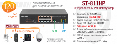 Рекомендуем! Неуправляемый 10-портовый коммутатор ST-811HP