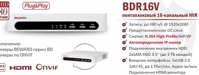 Новинка! Пентаплексный 16-канальный NVR BDR16V