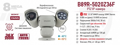 Рекомендуем! Умная 8 Мп PTZ IP-камера B89R-5020Z36F