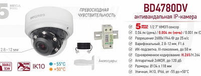 Рекомендуем! Антивандальная 5 Мп IP-камера BD4780DV с аппаратным WDR и варифокальным объективом