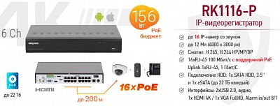 Новинка! 16-канальный IP-видеорегистратор RK1116-P
