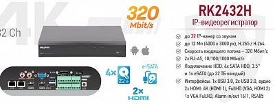 Новинка! 32-канальный IP-видеорегистратор RK2432H